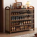 Tradizionale Vintage Rettangolare PE Rattan Bambù Medium-Density Fiberboard Scaffale di Stoccaggio Scarpe 5/6-Tier per Ingressi e Soggiorni