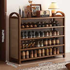 Tradizionale Vintage Rettangolare PE Rattan Bambù Medium-Density Fiberboard Scaffale di Stoccaggio Scarpe 5/6-Tier per Ingressi e Soggiorni
