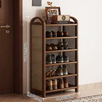 Tradizionale Vintage Rettangolare PE Rattan Bambù Medium-Density Fiberboard Scaffale di Stoccaggio Scarpe 5/6-Tier per Ingressi e Soggiorni