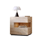 Comò Notturno Tradizionale Vintage Rettangolare in MDF 2 Piani 2 Cassetti per Camera da Letto