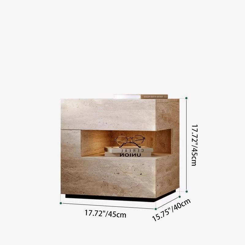 Comò Notturno Tradizionale Vintage Rettangolare in MDF 2 Piani 2 Cassetti per Camera da Letto