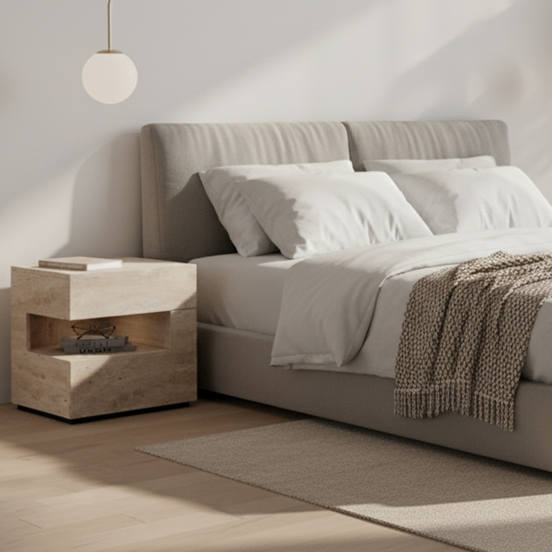 Comò Notturno Tradizionale Vintage Rettangolare in MDF 2 Piani 2 Cassetti per Camera da Letto
