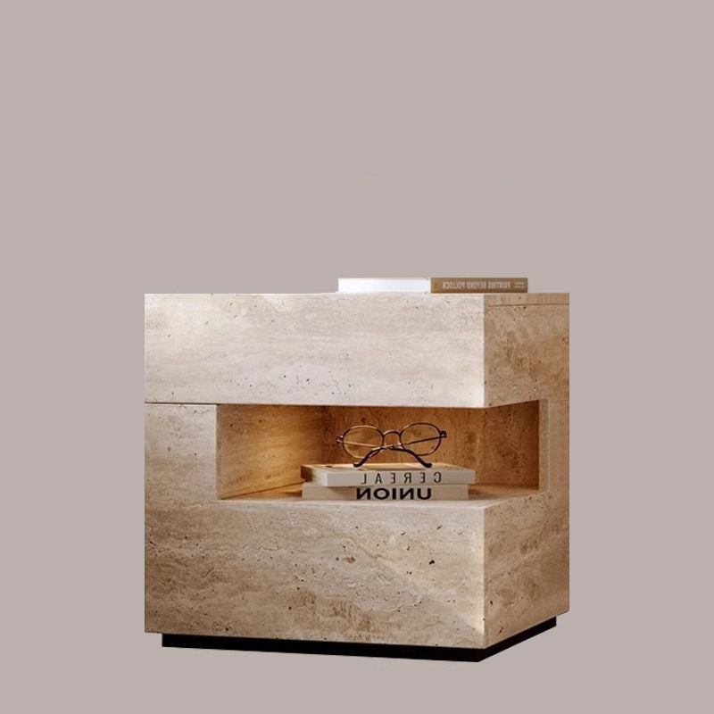 Comò Notturno Tradizionale Vintage Rettangolare in MDF 2 Piani 2 Cassetti per Camera da Letto