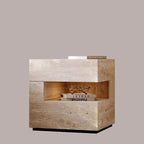 Comò Notturno Tradizionale Vintage Rettangolare in MDF 2 Piani 2 Cassetti per Camera da Letto