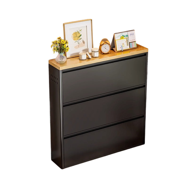 Armadio per Scarpe Slim Rectangolare in Acciaio Minimalista Moderno con Cassetti a Ribalta 3/4 Livelli per Ingresso