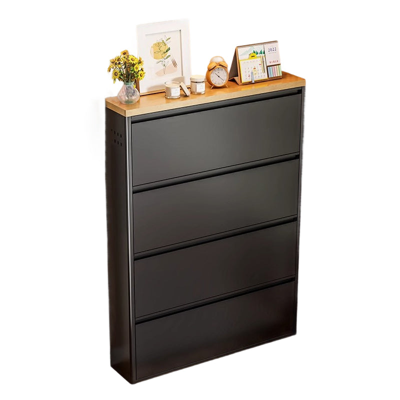 Armadio per Scarpe Slim Rectangolare in Acciaio Minimalista Moderno con Cassetti a Ribalta 3/4 Livelli per Ingresso