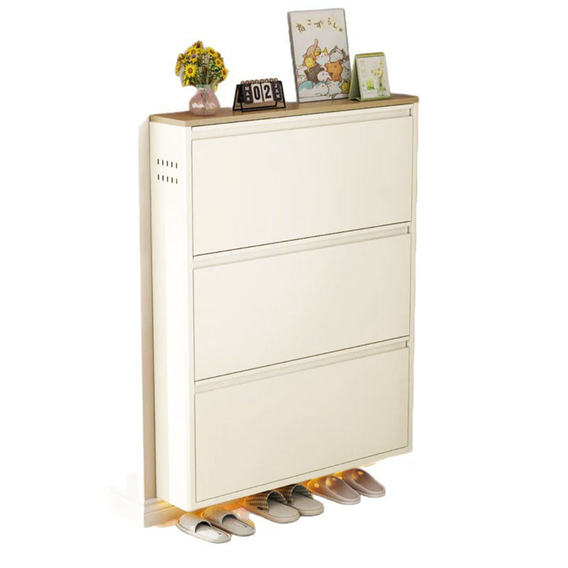 Armadio per Scarpe Slim Rectangolare in Acciaio Minimalista Moderno con Cassetti a Ribalta 3/4 Livelli per Ingresso
