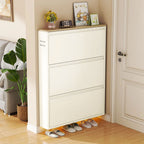 Armadio per Scarpe Slim Rectangolare in Acciaio Minimalista Moderno con Cassetti a Ribalta 3/4 Livelli per Ingresso
