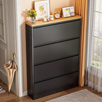 Armadio per Scarpe Slim Rectangolare in Acciaio Minimalista Moderno con Cassetti a Ribalta 3/4 Livelli per Ingresso