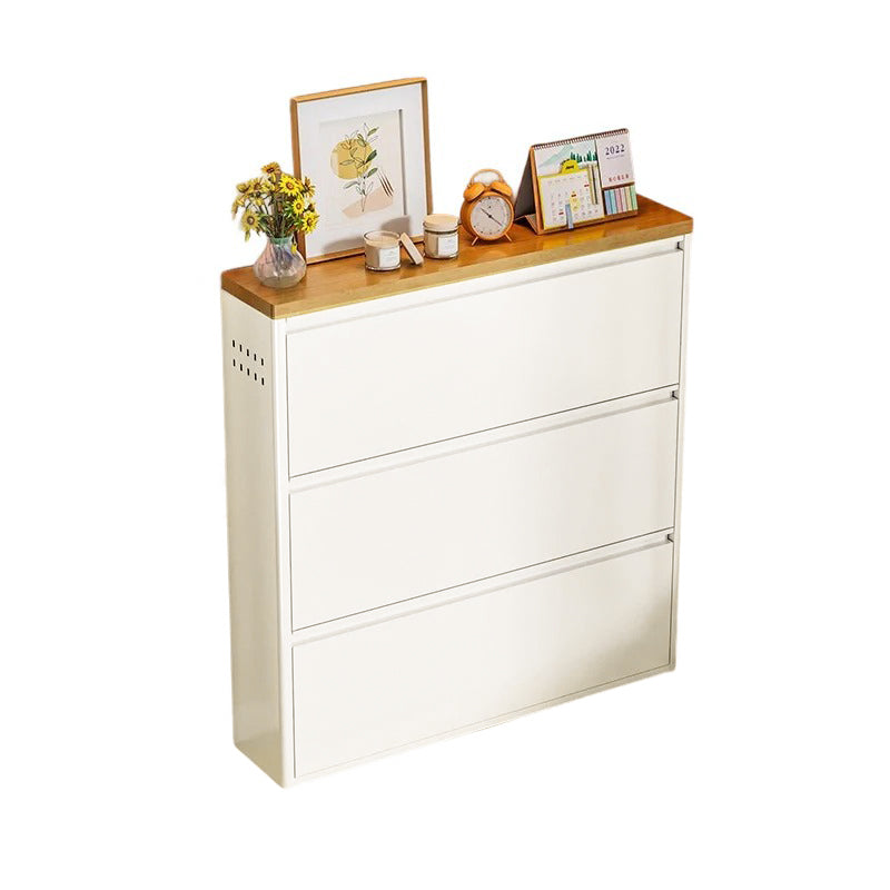 Armadio per Scarpe Slim Rectangolare in Acciaio Minimalista Moderno con Cassetti a Ribalta 3/4 Livelli per Ingresso
