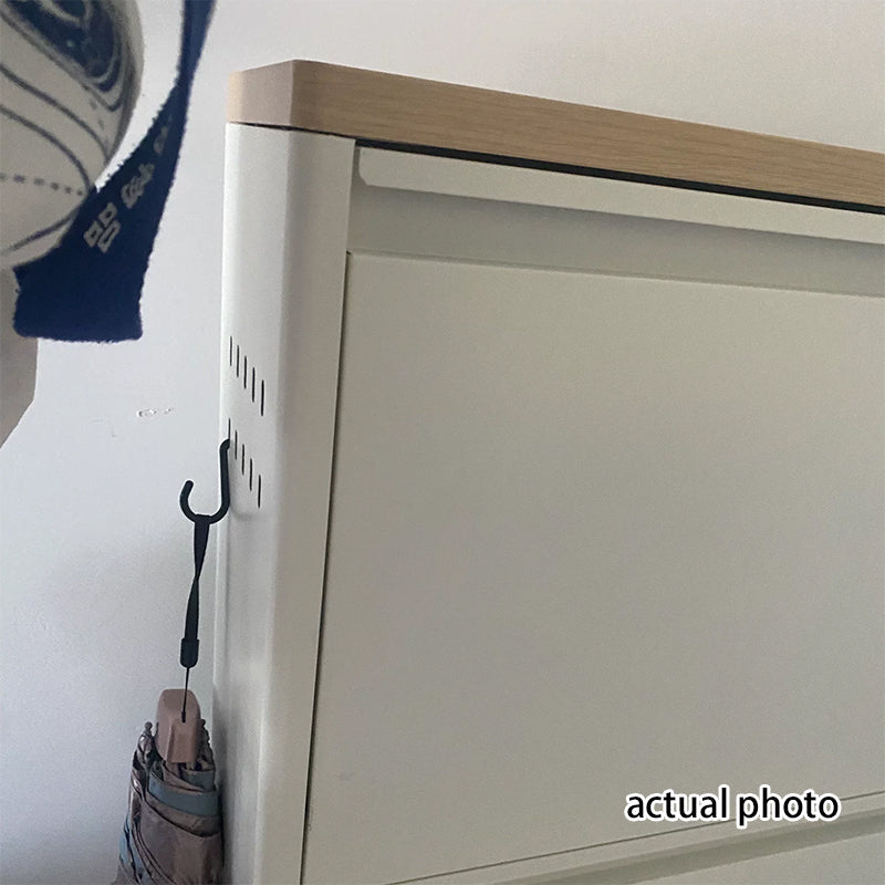 Armadio per Scarpe Slim Rectangolare in Acciaio Minimalista Moderno con Cassetti a Ribalta 3/4 Livelli per Ingresso