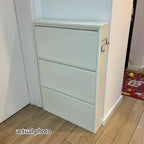 Armadio per Scarpe Slim Rectangolare in Acciaio Minimalista Moderno con Cassetti a Ribalta 3/4 Livelli per Ingresso