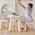 Set Scrivania e Sedia Ovale PE Nordic Contemporaneo per Bambini Colorato e Sicuro per Soggiorno e Studio