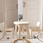 Set Scrivania e Sedia Ovale PE Nordic Contemporaneo per Bambini Colorato e Sicuro per Soggiorno e Studio