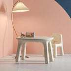 Set Scrivania e Sedia Ovale PE Nordic Contemporaneo per Bambini Colorato e Sicuro per Soggiorno e Studio