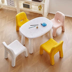 Set Scrivania e Sedia Ovale PE Nordic Contemporaneo per Bambini Colorato e Sicuro per Soggiorno e Studio