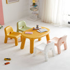 Set Scrivania e Sedia Ovale PE Nordic Contemporaneo per Bambini Colorato e Sicuro per Soggiorno e Studio