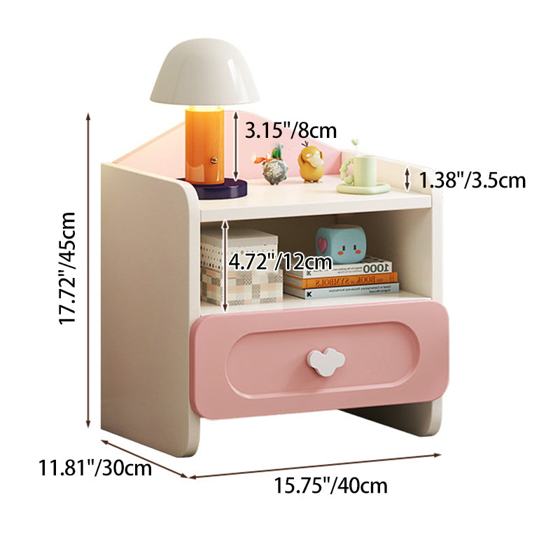 Comodino Quadrato MDF Creativo Contemporaneo per Bambini con 2 Cassetti per Camera da Letto