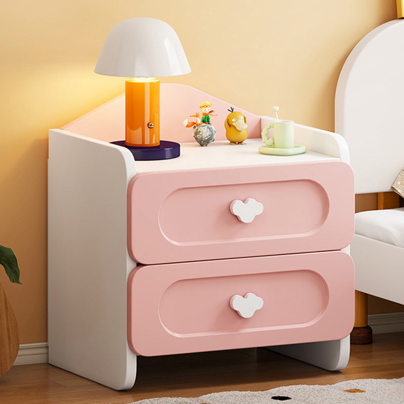 Comodino Quadrato MDF Creativo Contemporaneo per Bambini con 2 Cassetti per Camera da Letto