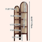 Unità di Scaffale Angolare a 4 Ripiani in Rattan Intrecciato di Bambù Nan a Forma di Ventaglio Cinese Tradizionale per Soggiorno