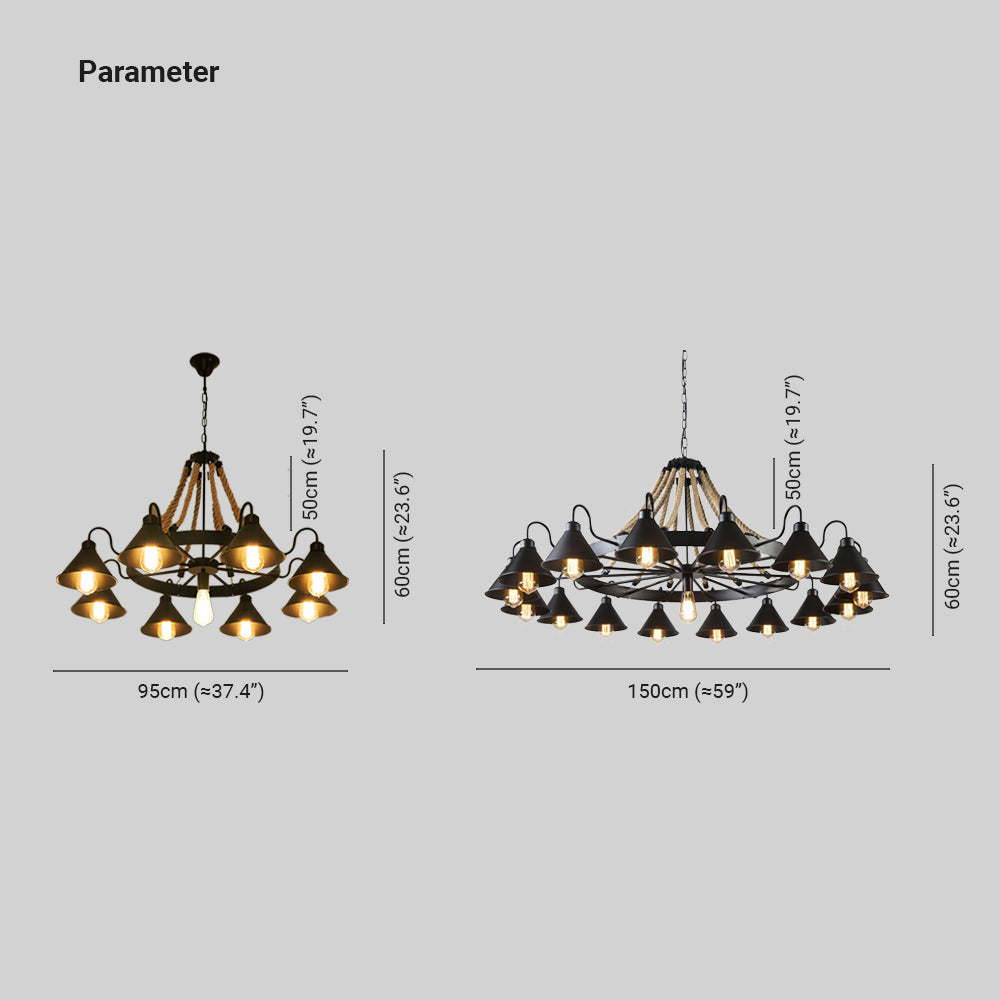 Lampadario in corda industriale vintage Epoch per soggiorno