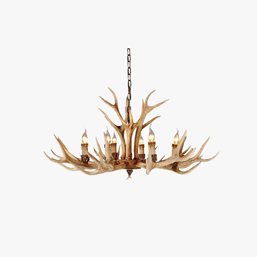 Lampadario in Resina con Corna di Cervo Retro Epoch per Soggiorno