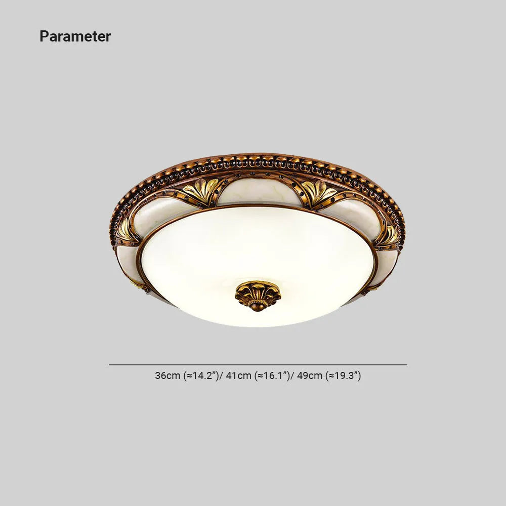 Lampada da soffitto a montaggio flush in ottone antico floreale retro