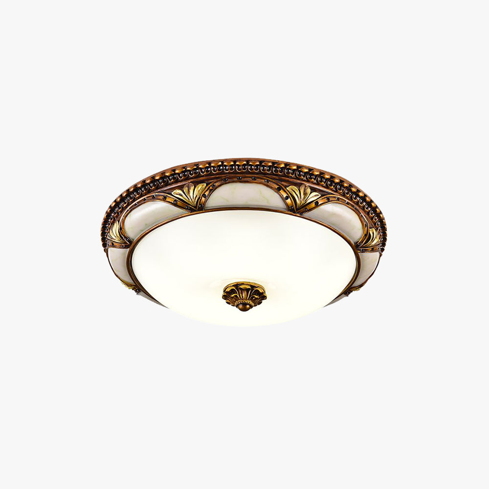 Lampada da soffitto a montaggio flush in ottone antico floreale retro