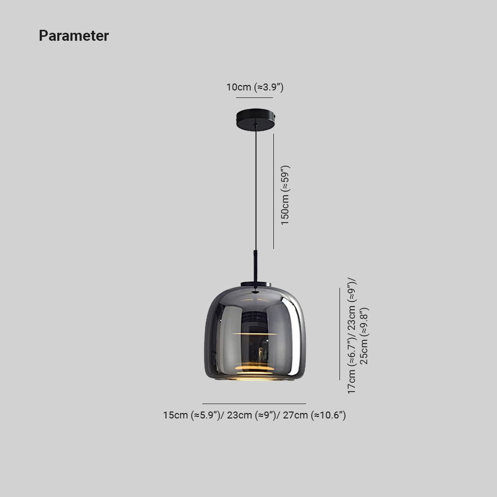 Lampada a Sospensione Minimalista di Giugno in Vetro Grigio Fumo