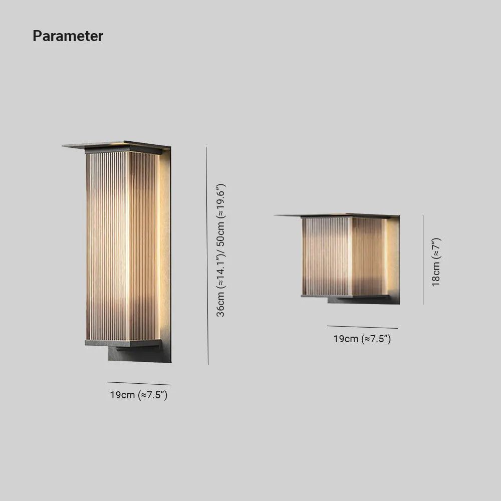 Lampada da Parete Esterno Moderna Rectangolare in Metallo Ray, Nera