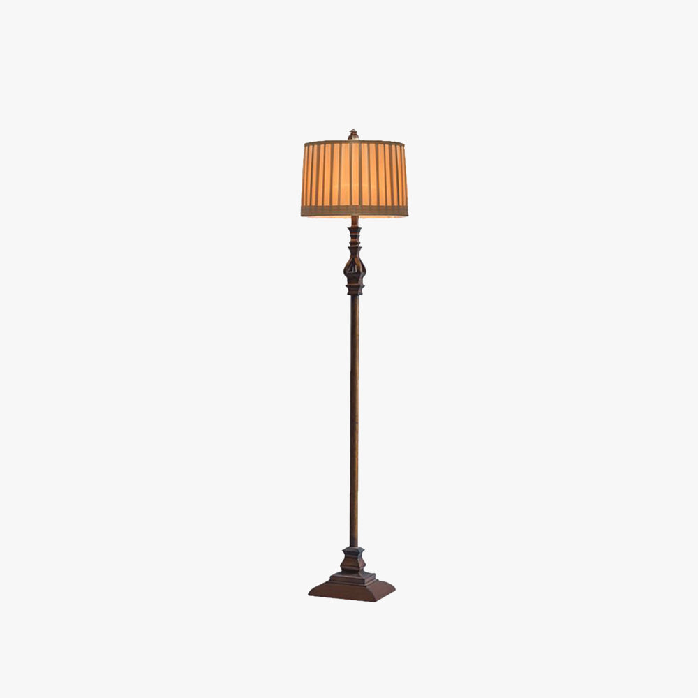 Lampada da Terra Eryn Vintage in Resina/Tessuto, Marrone