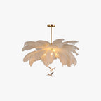 Lampadario Elegante Contemporaneo in Piume O'Moore, Bianco