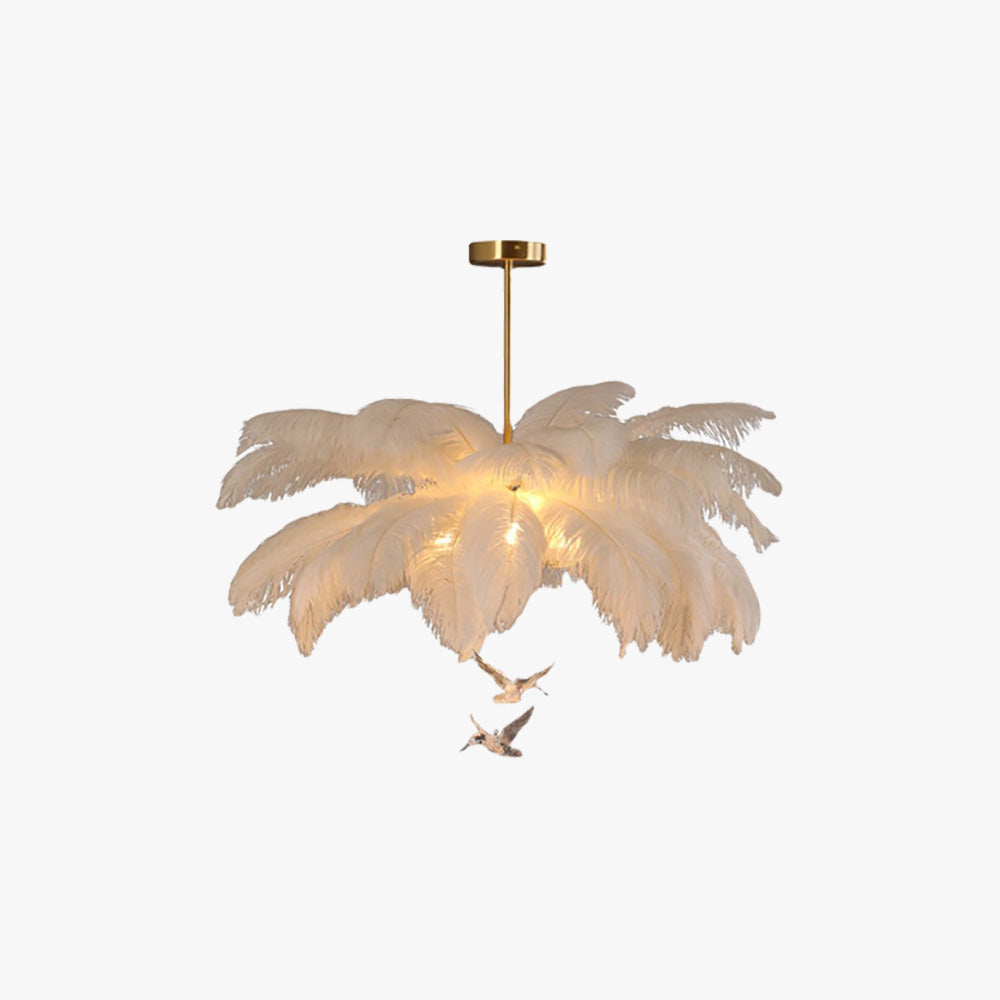 Lampadario Elegante Contemporaneo in Piume O'Moore, Bianco