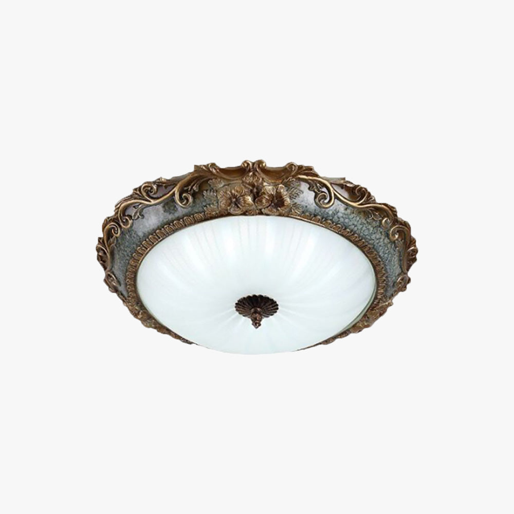 Lampada da soffitto Tiffany a montaggio a filo, Ottone/Resina