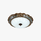 Lampada da soffitto Tiffany a montaggio a filo, Ottone/Resina