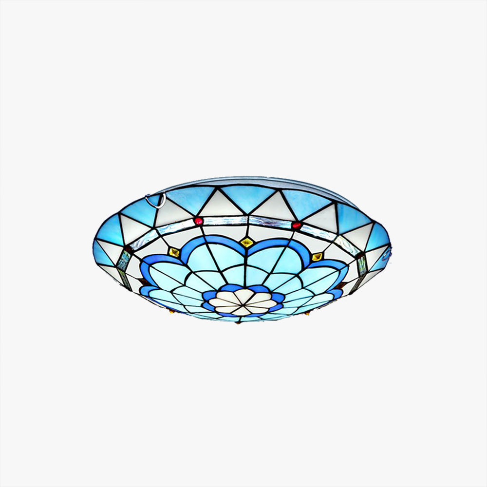 Lampada da soffitto Tiffany Flush Mount in vetro colorato, camera da letto