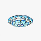 Lampada da soffitto Tiffany Flush Mount in vetro colorato, camera da letto