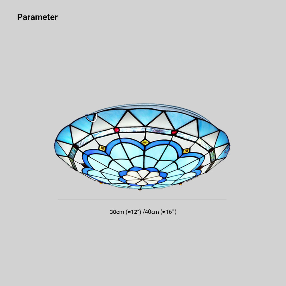 Lampada da soffitto Tiffany Flush Mount in vetro colorato, camera da letto
