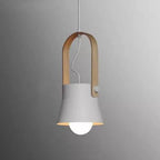 Lampada a Sospensione Moderna Nordica con Manico in Legno 1 Luce
