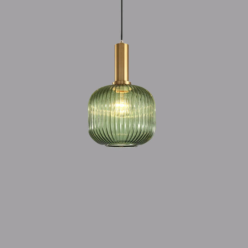 Lanterna in Vetro Striata Minimalista con Sospensione a 1 Luce