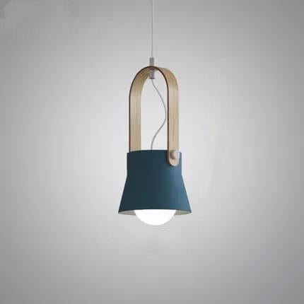Lampada a Sospensione Moderna Nordica con Manico in Legno 1 Luce