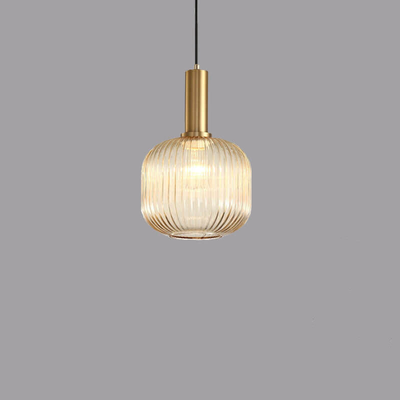 Lanterna in Vetro Striata Minimalista con Sospensione a 1 Luce
