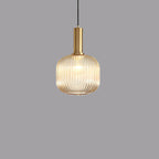 Lanterna in Vetro Striata Minimalista con Sospensione a 1 Luce