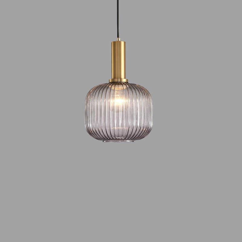 Lanterna in Vetro Striata Minimalista con Sospensione a 1 Luce
