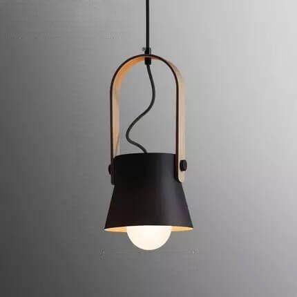 Lampada a Sospensione Moderna Nordica con Manico in Legno 1 Luce