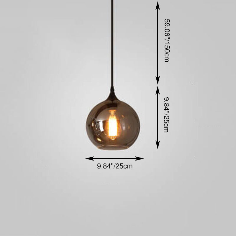 Sospensione LED in Vetro Grigio Fumo Moderno a 1 Luce