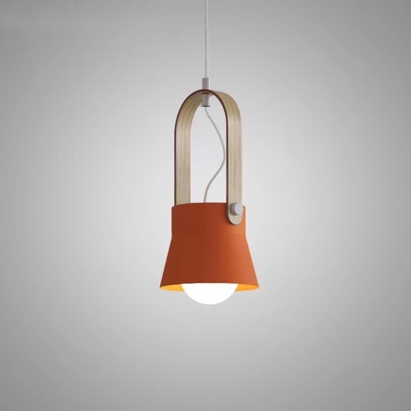 Lampada a Sospensione Moderna Nordica con Manico in Legno 1 Luce