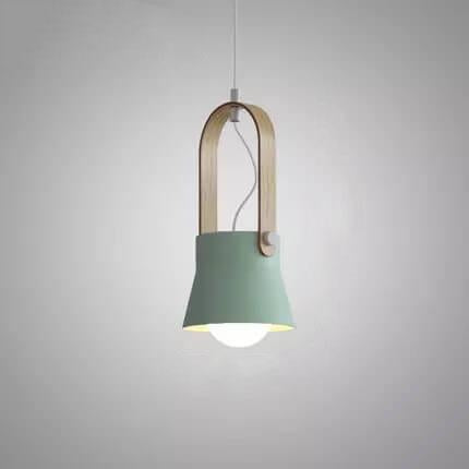 Lampada a Sospensione Moderna Nordica con Manico in Legno 1 Luce