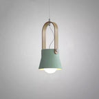 Lampada a Sospensione Moderna Nordica con Manico in Legno 1 Luce
