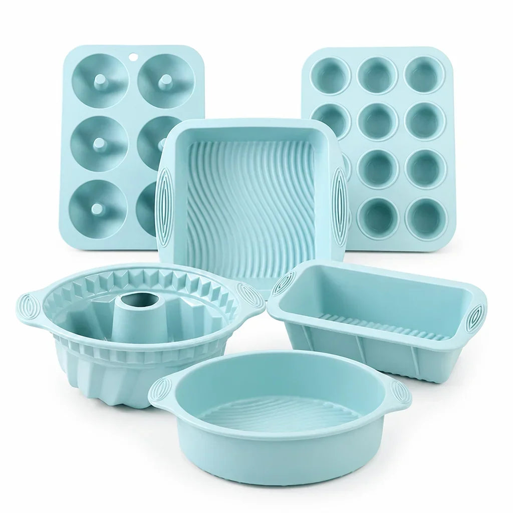 Set di Stampo in Silicone 6 Pezzi – Stampo Flessibile Antiaderente per Torte e Dolci